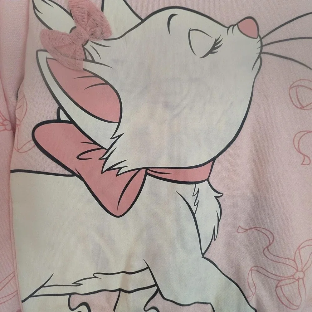 Disney Classics Girls Sz 5 Marie Aristocat Pink Sweatshirt Black Leggings Set